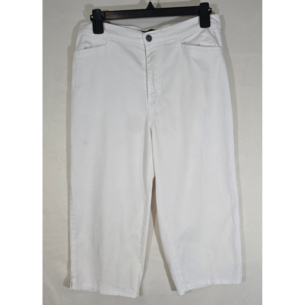 Bill Blass White Stretch‎ Capri Pants Womens Size 10P Cropped Casual